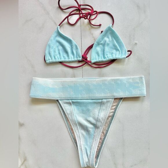 New free people free-est Michelle Bikini Top Dylan Bottom light blue tie dye - Picture 1 of 8